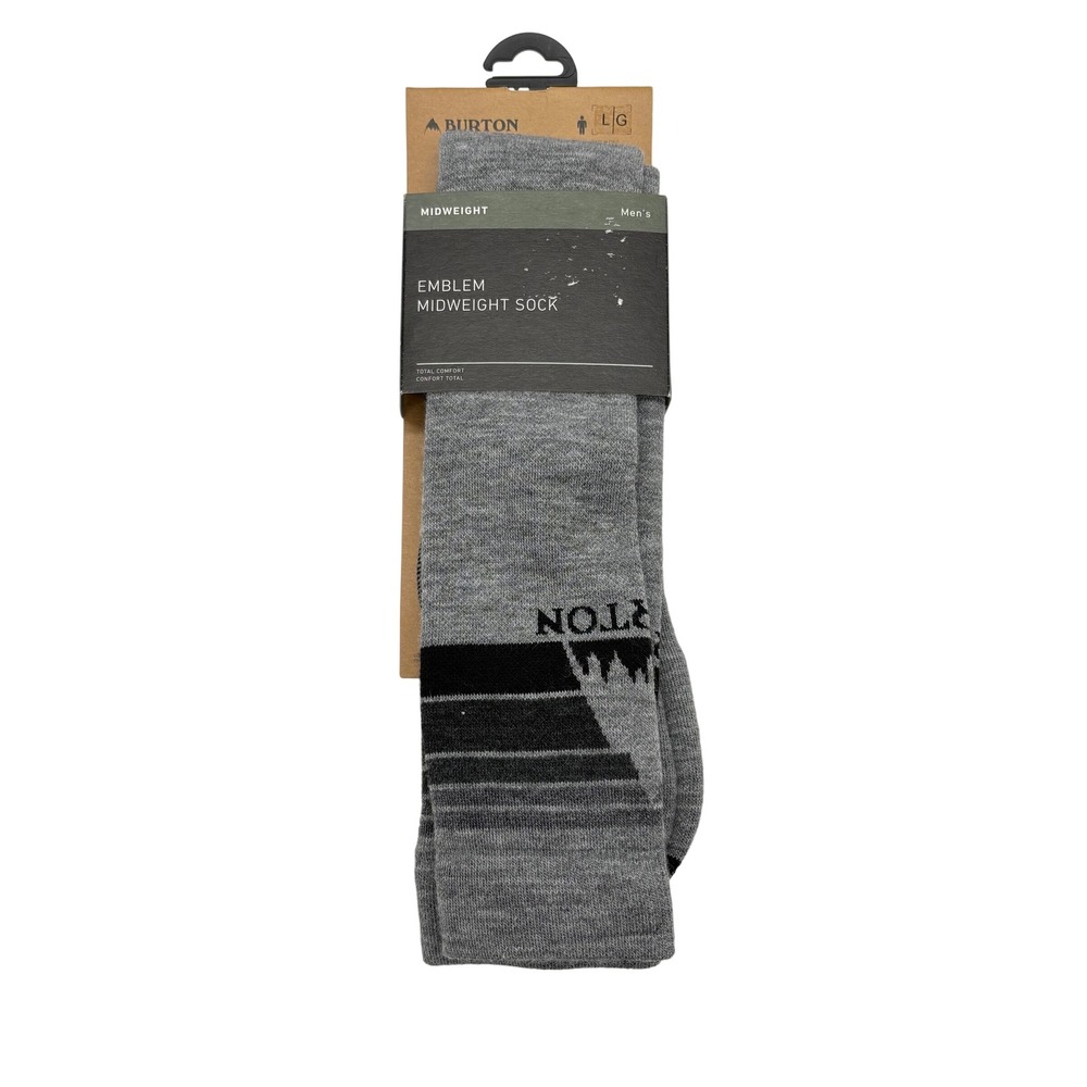 Burton Mens Emblem Midweight‎ Socks Gray Large New Snowboard Ski